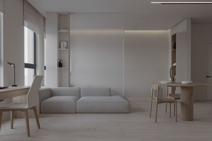 Концепт-проект квартиры студии, 42 кв.м., альбом проекта.