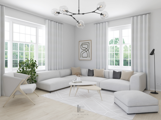 Интерьер кухни-гостиной в скандинавском стиле