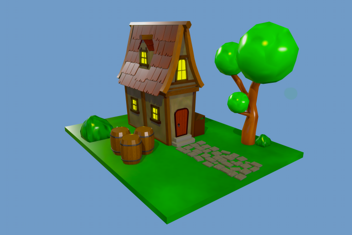 Миниатюрный low-poly дом.
