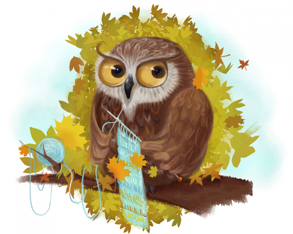 Старушка сова-рукодельница