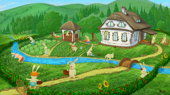 Иллюстрация для  книги рассказов о зайках