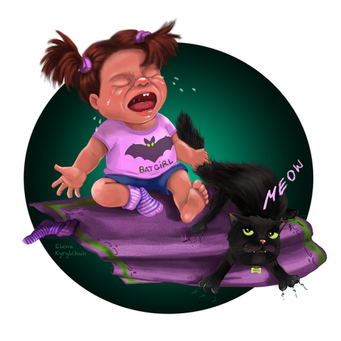 Ребенок и котенок