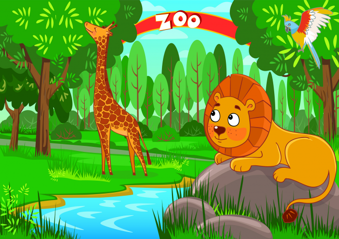 Иллюстрация фон и пересонажи для детской игры