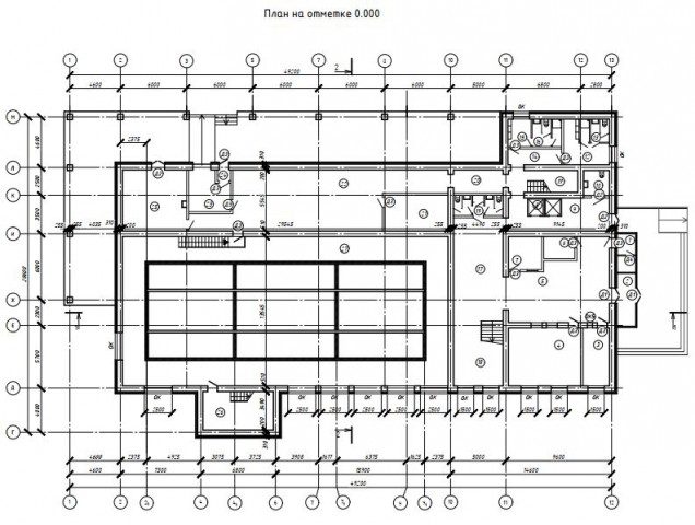 План первого этажа гражданского здания