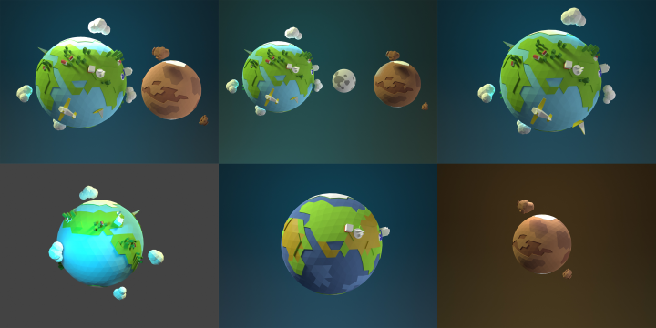 Рендер планет в low poly