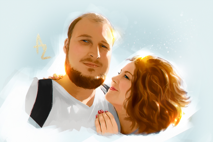 Лайт-арт, портрет по фото для двоих