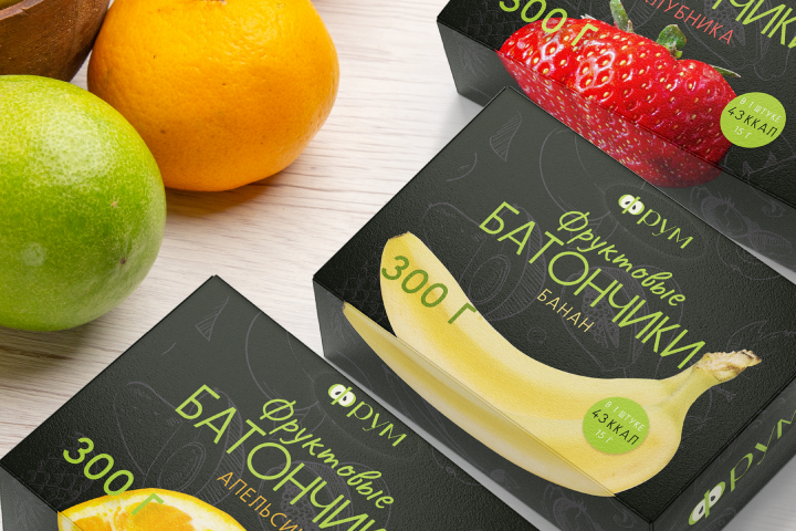 Упаковка фруктовых батончиков и конфет