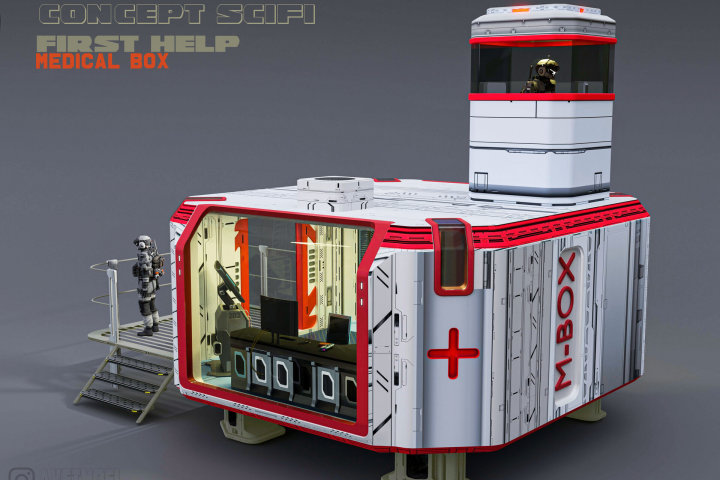 Concept SciFi. First help Medical Box.