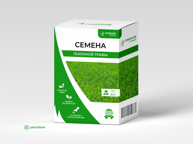 Дизайн коробки для семян газонной травы. semena2000.ru