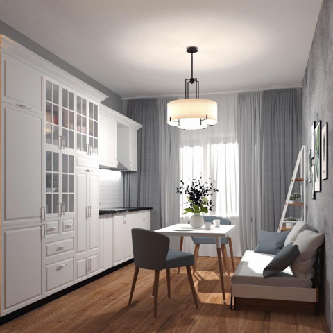 Кухня в квартире 80 кв.м (В Скандинавском стиле)