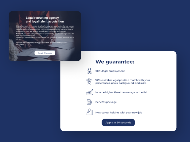 Landing Page для компании по поиску работы для юристов