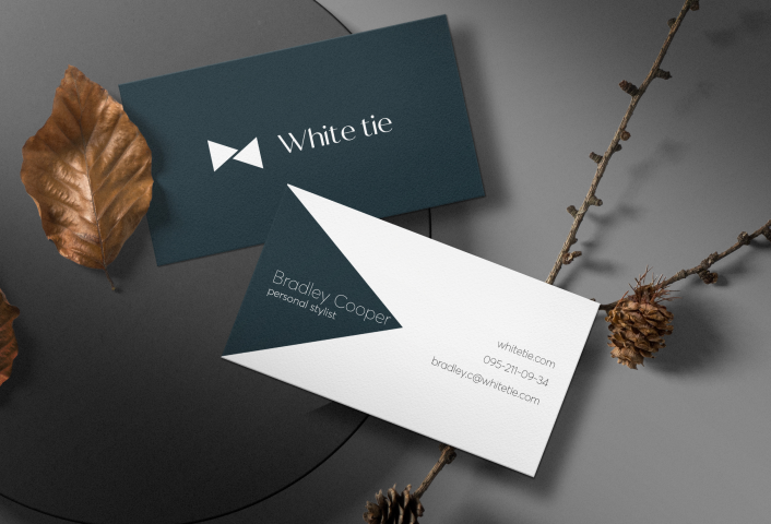 Визитка для магазина мужской одежды White Tie