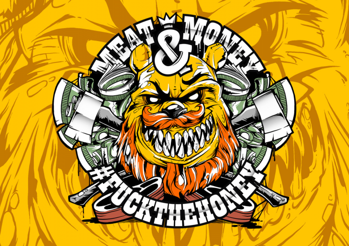 Иллюстрация для принта MEAT & MONEY F*CK THE HONEY