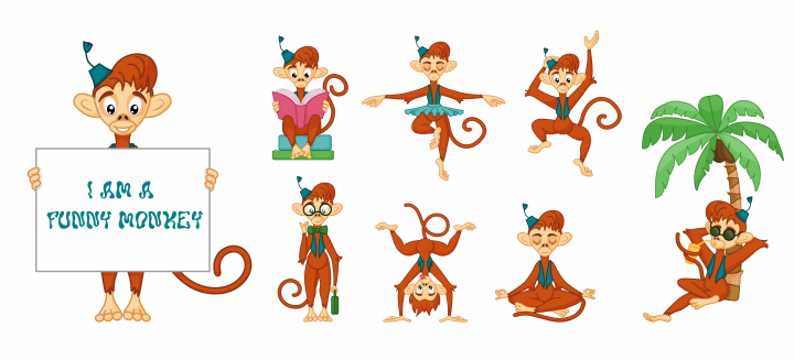 Бренд персонаж, очаровательная мартышка для детского садика