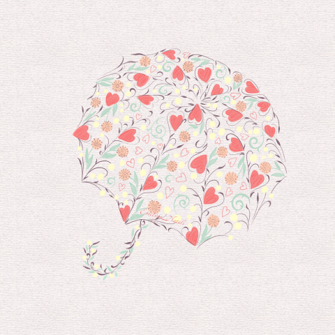 Зонт из цветов и сердец