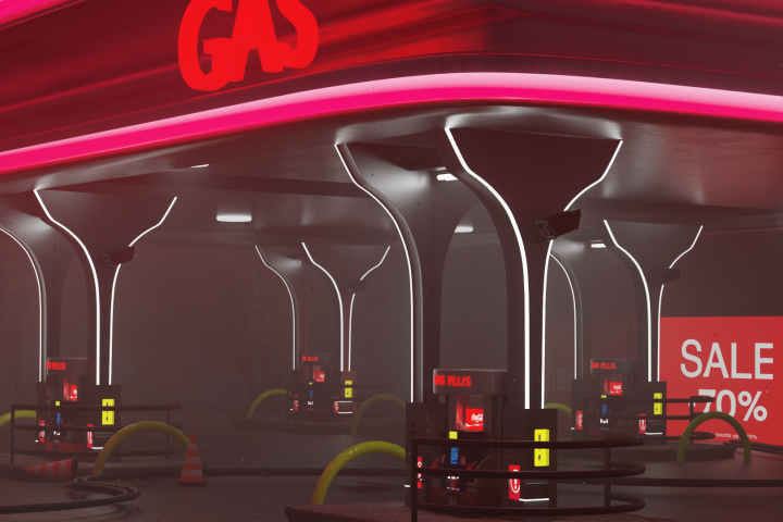 Заправка вечером.