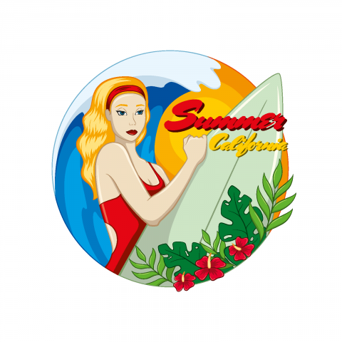 a girl with a surfboard