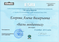 Сертификат повышения квалификации ESRI базы данных