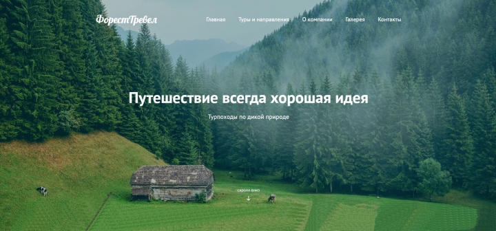 Верстка макета “Форест тревел”