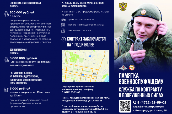 Памятка военнослужащим лифлет