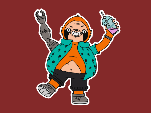 Ленивец с коктейлем