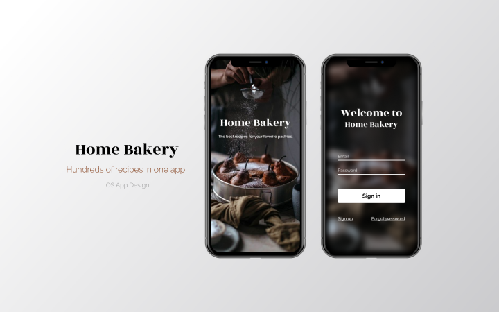 Дизайн приложения рецептов домашней выпечки.