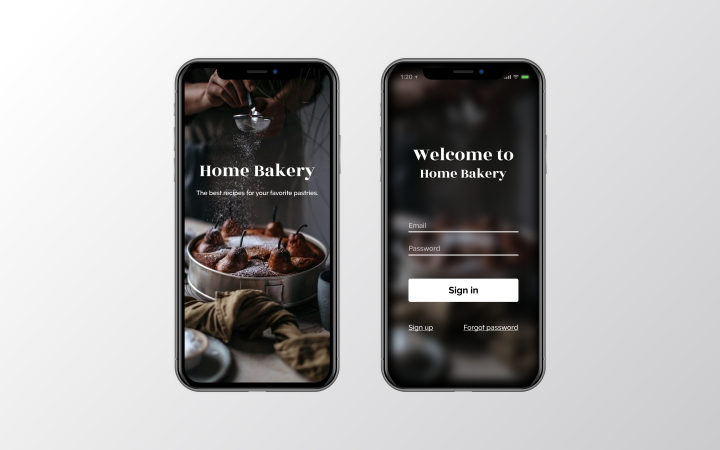 Дизайн экранов приветствия приложения с рецептами.
