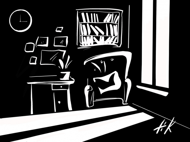 Интерьер. Иллюстрация под линогравюру