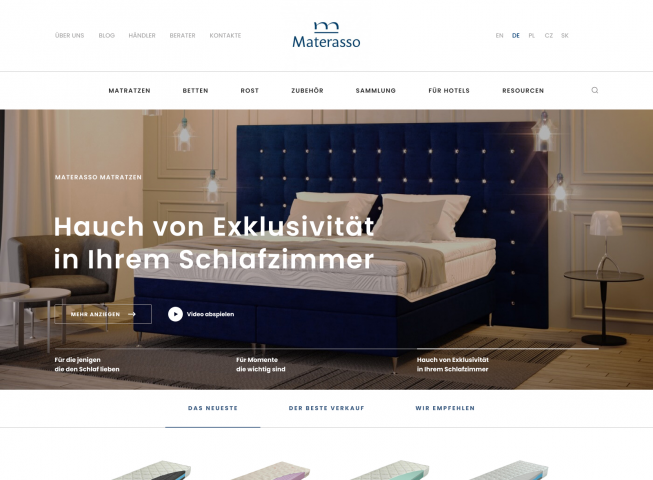 Дизайн главной страницы сайта Materasso