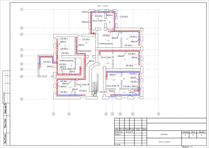 Схема системы отопления на плане