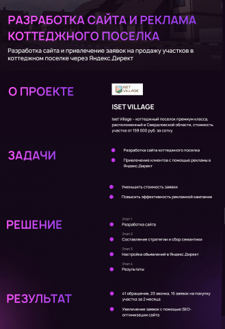 разработка сайта и Реклама Коттеджного Поселка