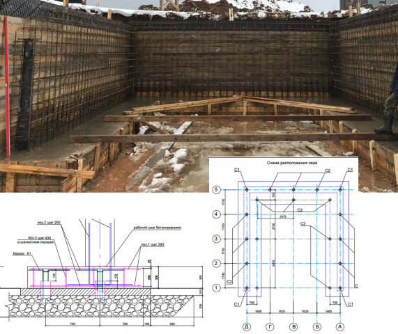 Причал для катера (подпорная стена) на сваях . Расчет+проект  КЖ