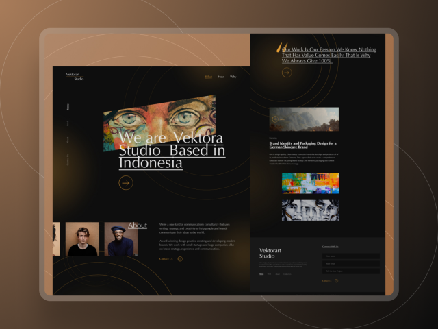 Landing Page, для студии "Vektora"