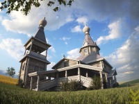 Деревянная церковь в псевдорусском стиле 2 ракурс