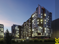 Визуализация экстерьера многоэтажного жилого дома, Ночь