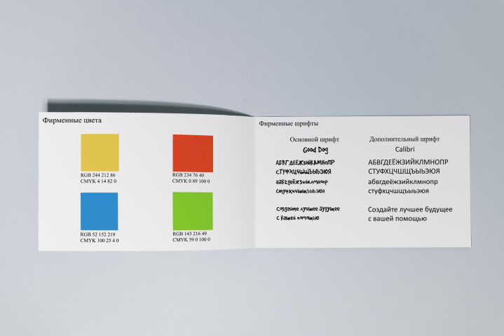 Фирменный стиль на мокапе к логотипу благотворительного фонда