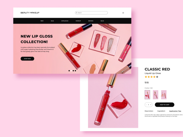 Cosmetic home page and product card