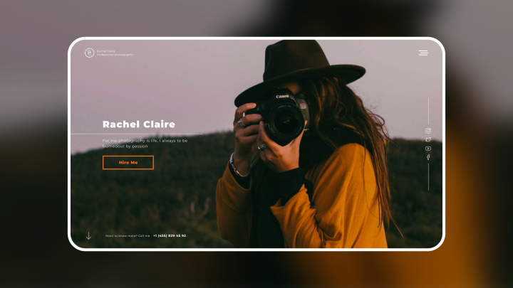 Landing page for photographer Rachel Claire