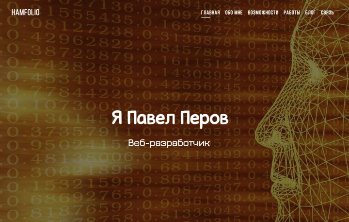 Мой сайт резюме HamFolio