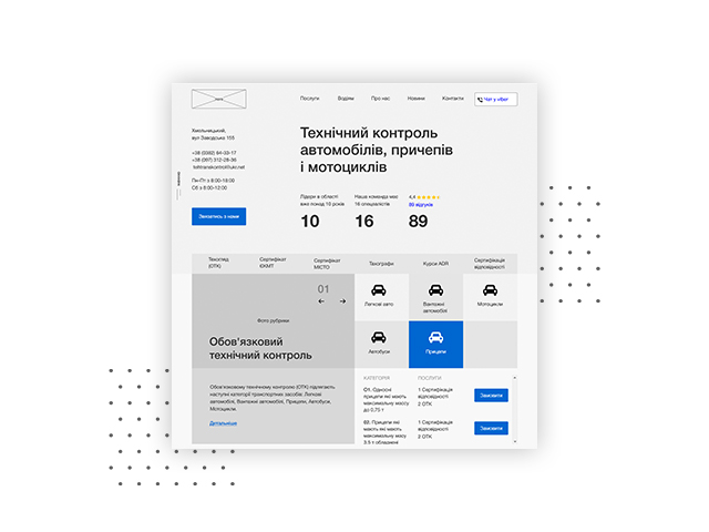 Прототип корп сайта техконтроля и сертификации авто