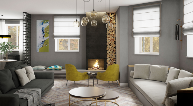 Интерьер загородного дома в Московской области