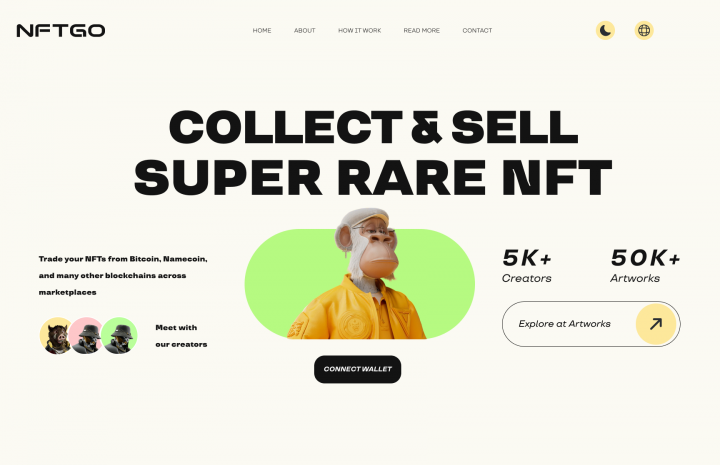 Дизайн главной страницы для NFT Маркета