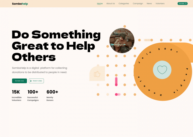 Дизайн главной страницы для "SomboHelp"