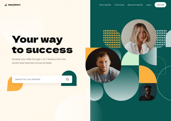 Дизайн главной страницы для "EasyLearn"