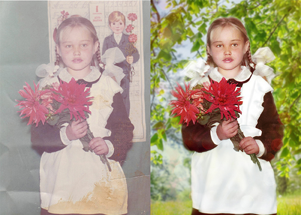 реставрация фото, замена фона