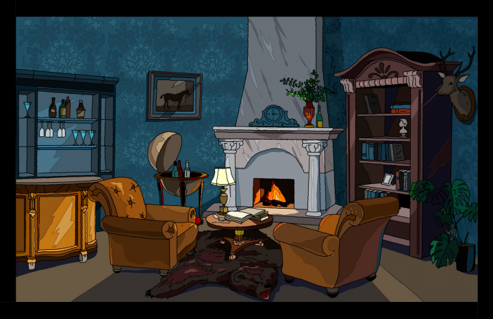 интерьерная локация для game dev, в заданном стиле игры