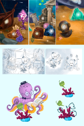 Иллюстрации и дизайн персонажа для детского проекта