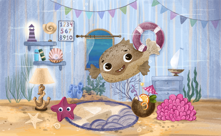 рыба шар, концепт персонажа и окружения