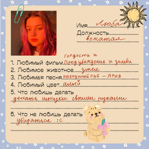 Оформление поста в соц.сети в виде анкеты