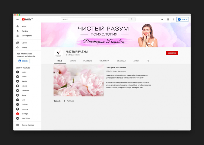 Баннер YouTube